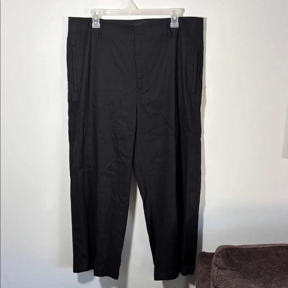 Rag & Bone Dylan Pant Cropped Linen Blend Black Women’s size 16 Wide Leg